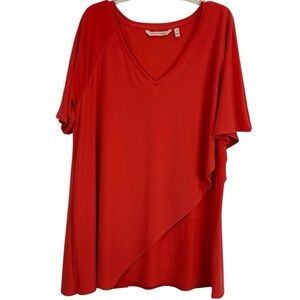 Soft Surroundings Red Asymmetrical Drape Top Sz M 🔥